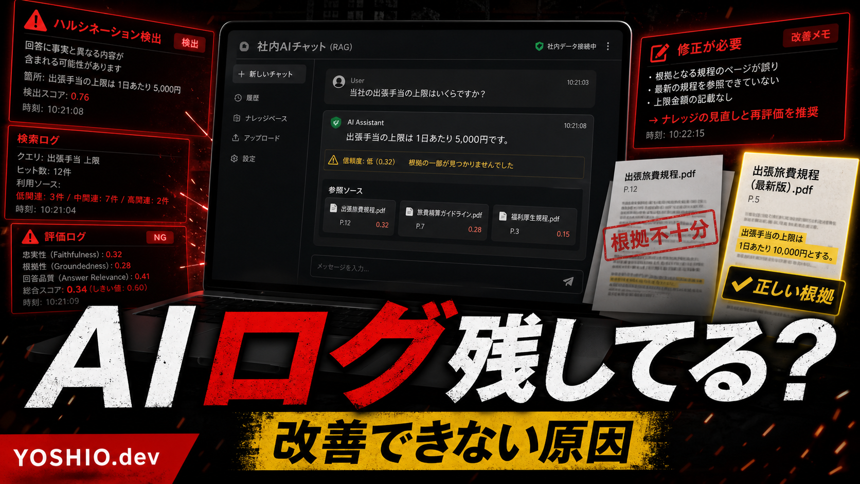 社内AIチャットのログ設計｜RAGを改善できる質問・回答履歴の残し方