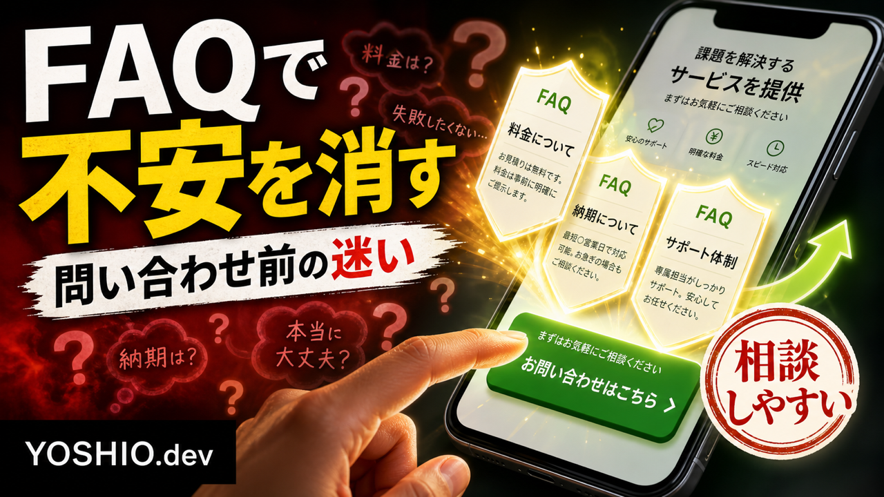 LPのFAQで問い合わせ前の不安を減らすアイキャッチ