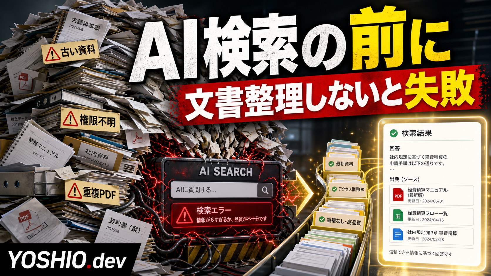 社内文書をAI検索する前にやること|RAGで失敗しない文書棚卸しの始め方