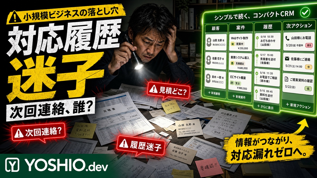顧客対応履歴がスプレッドシートで迷子になり小型CRMで整理されるアイキャッチ