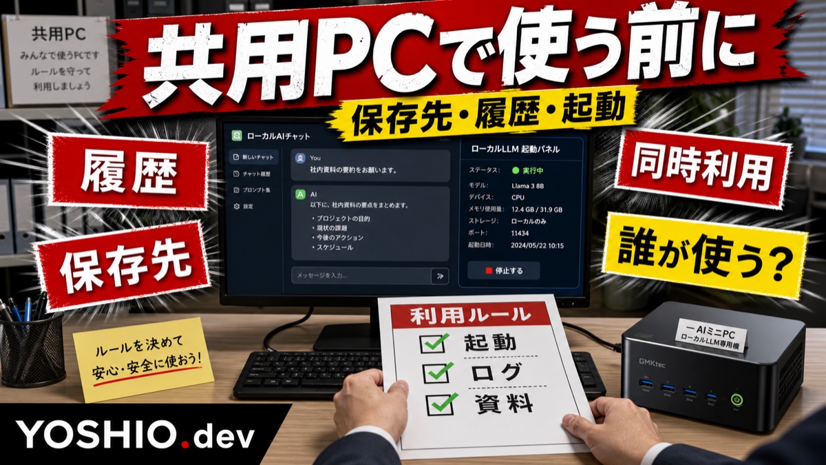ローカルLLMを共用PCで使う前に|保存先・起動停止・利用ルールを決める