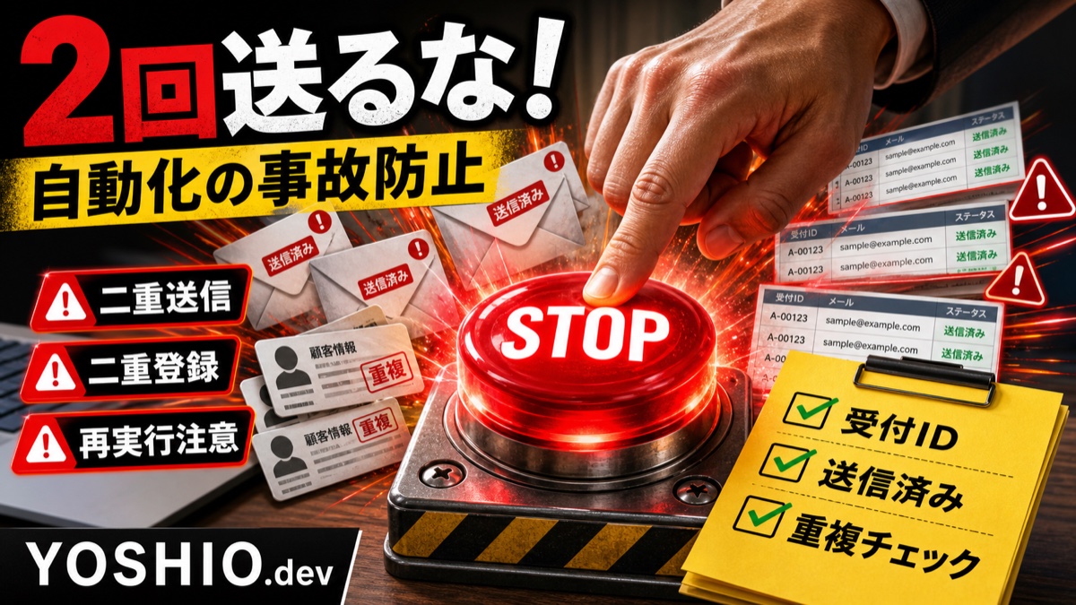 業務自動化で二重送信を防ぐ|重複チェック・再実行・受付IDの設計