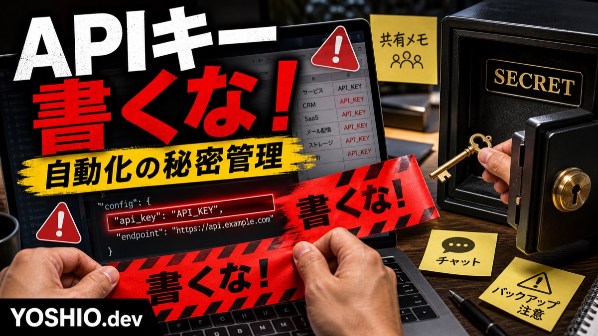 業務自動化のAPIキーをベタ書きしない|環境変数・権限・更新手順の小さな設計