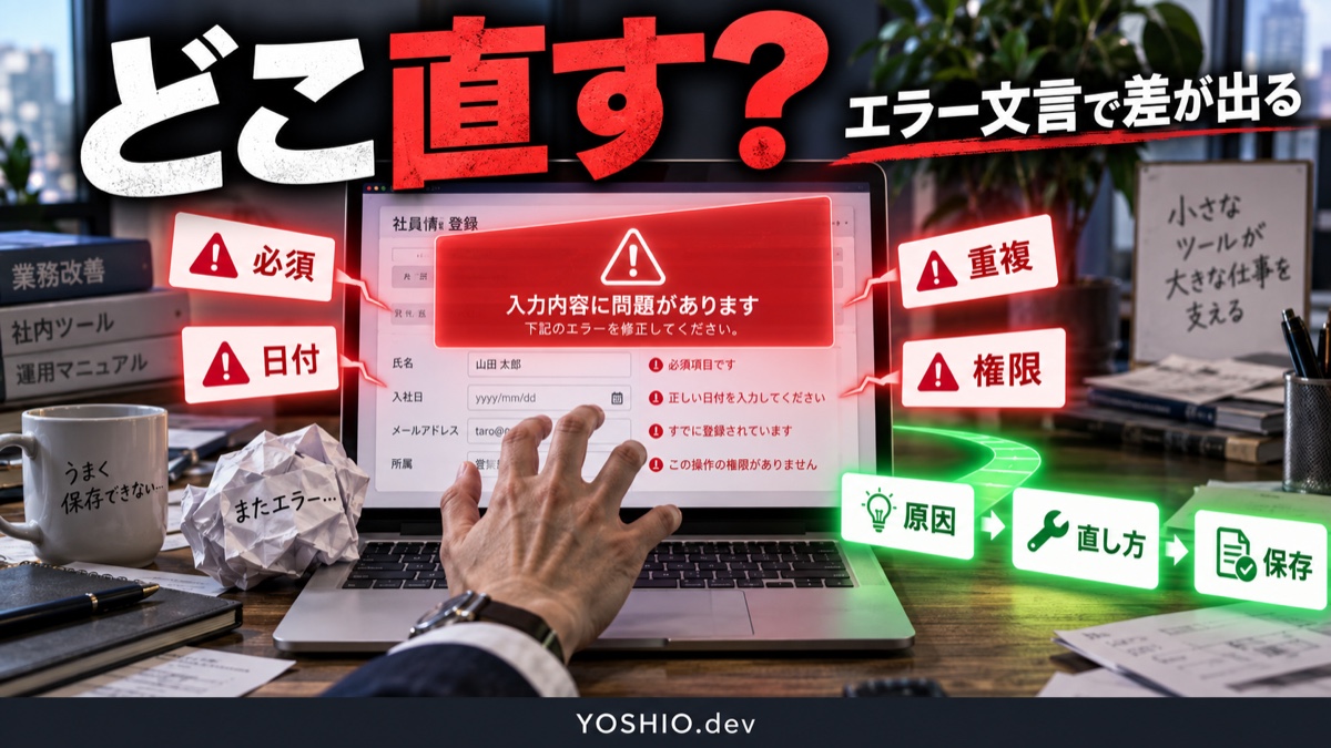 小型業務ツールのエラー文言設計｜入力ミスと再入力を減らす方法